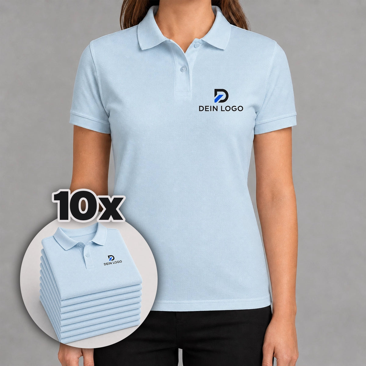 10er Bundle - Damen Polo Shirt mit Druck