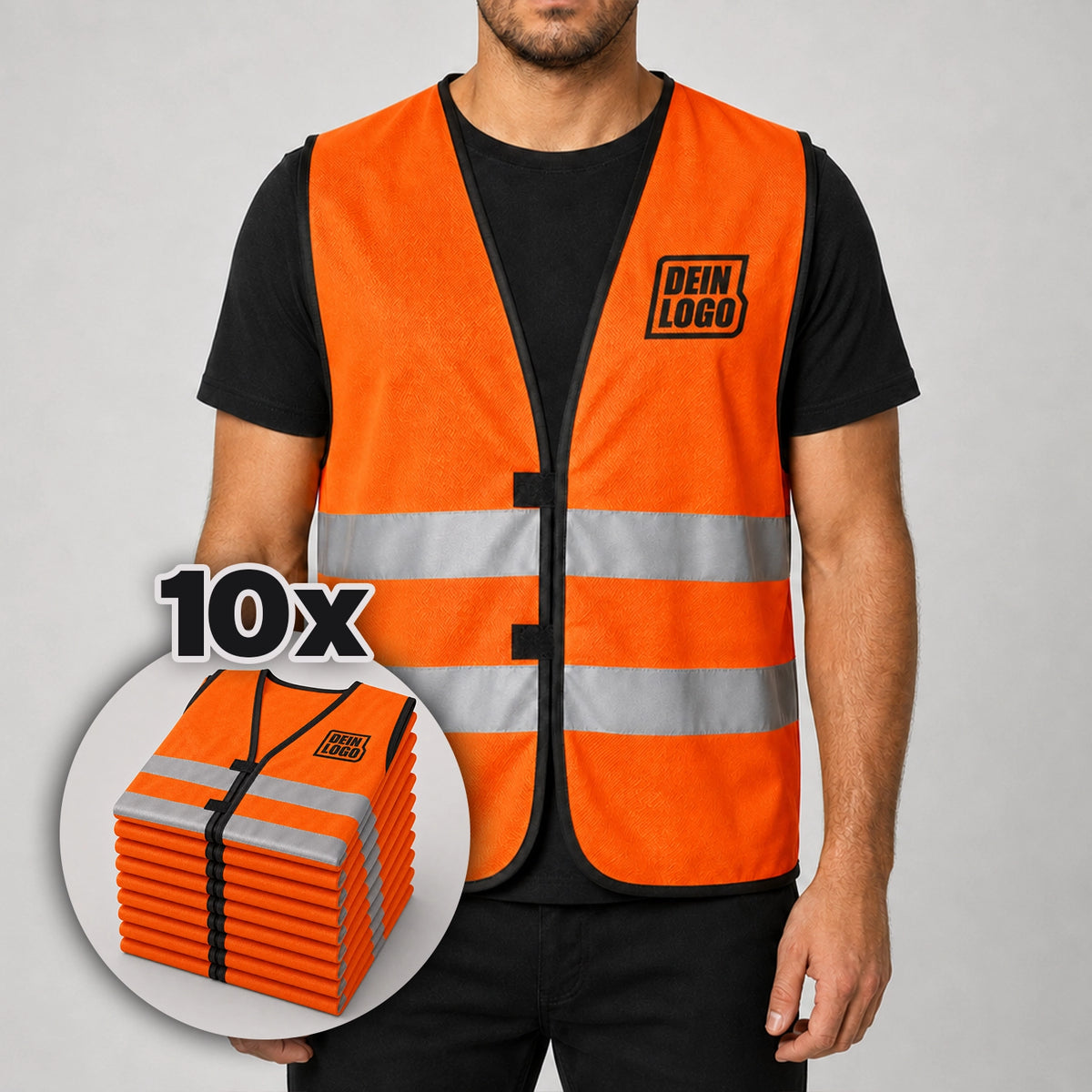 10er Bundle - Basic Warnweste mit Druck